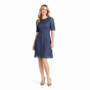 2/$30 Madewell Size 4 Navy Lace Dress Classy Silk Trim & Polyester Lining
